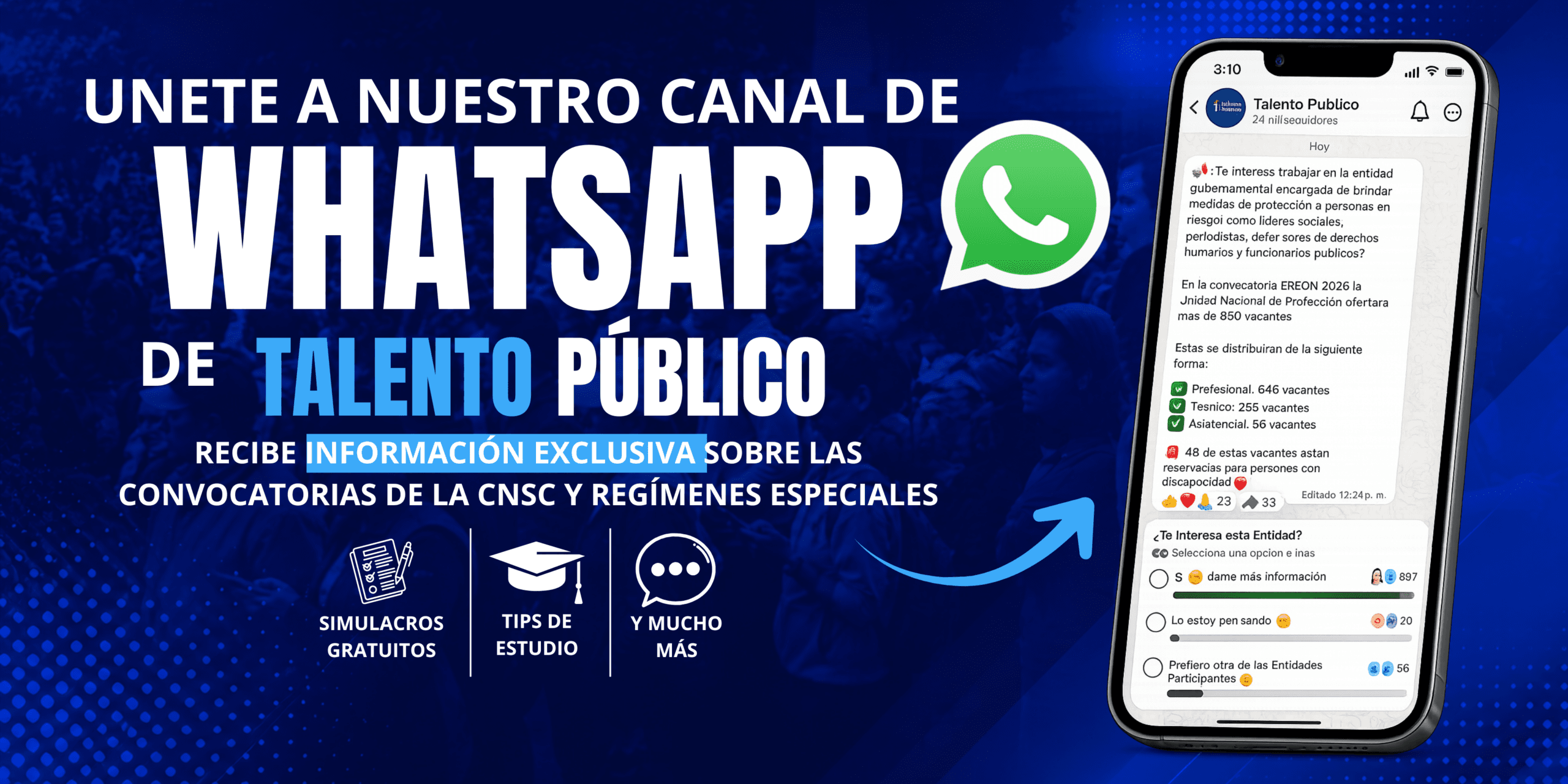 Únete a nuestro canal de WhatsApp de Talento Público