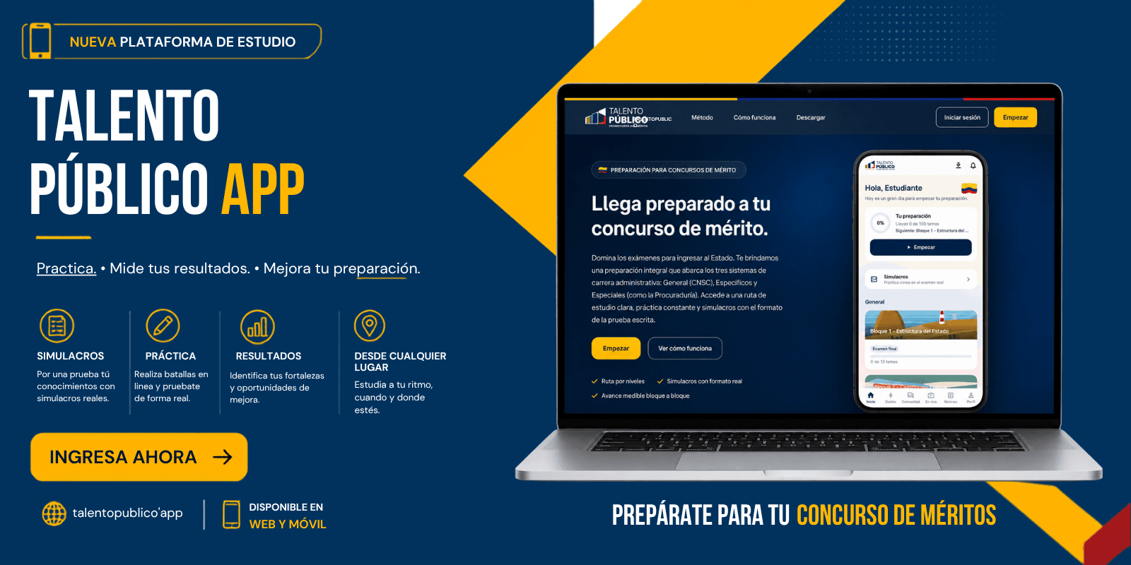 Talento Público App — nueva plataforma de estudio, disponible en web y móvil
