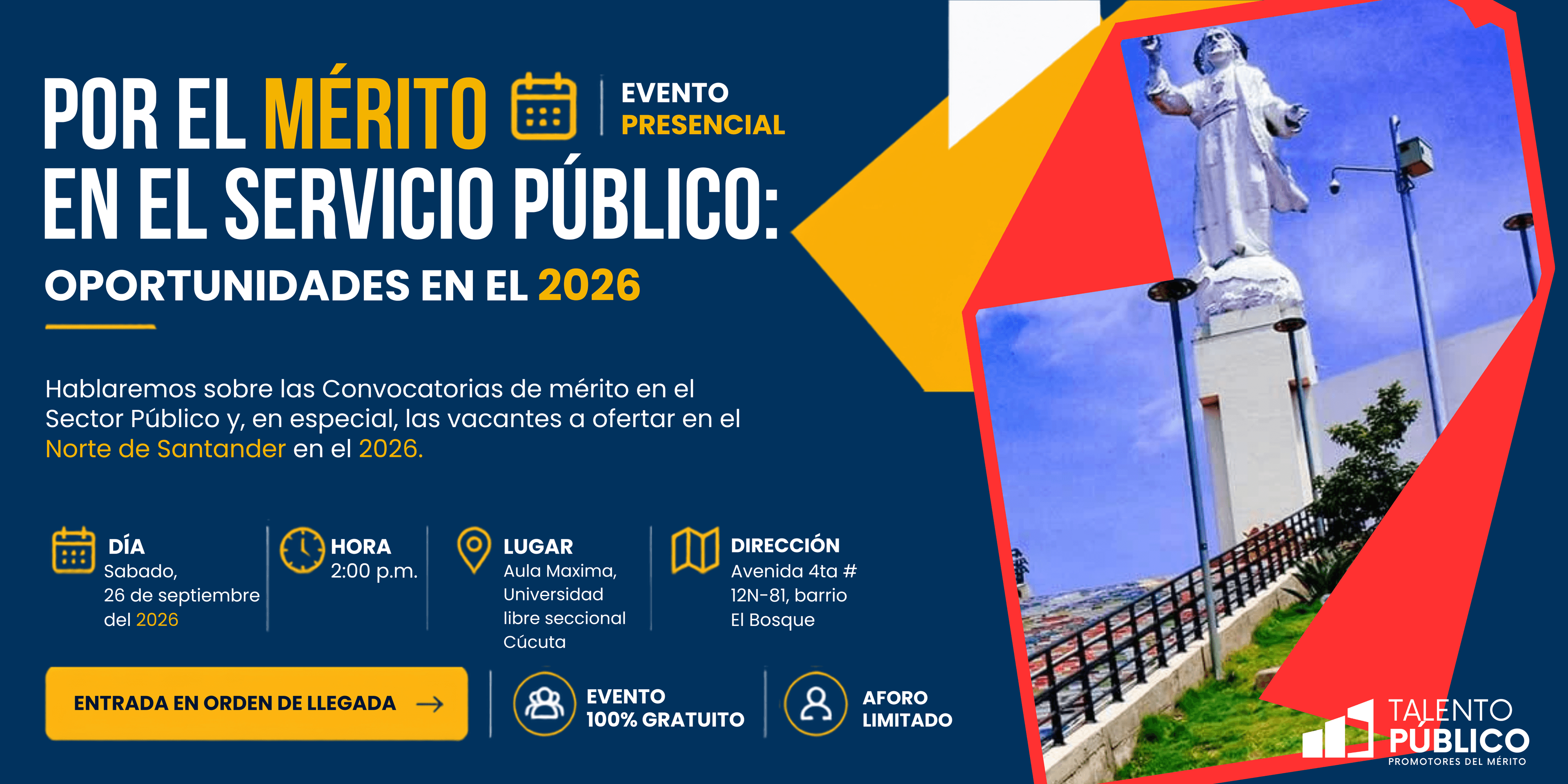 Por el Mérito en el Servicio Público: oportunidades en el 2026 — evento presencial en Cúcuta, 26 de septiembre